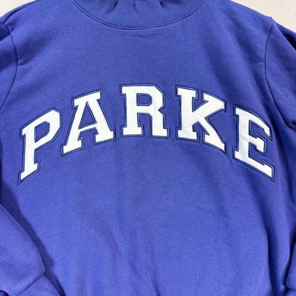 Parke Tops - Parke Logo Mock Neck Sweatshirt Womens S/M Periwinkle Purple Varsity Arch Cotton